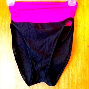 Vintage 90s La Blanca 10 black neon pink high waist leg bikini swim bottoms EUC